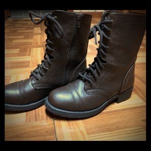 Brown combat boots
